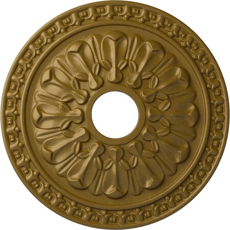 Ekena Millwork Warsaw Ceiling Medallion (Fits Canopies up to 3 1/2"), Hand-Painted Gold, 18"OD x 3 1/2"ID x 1 3/8"P CM18WAGLS